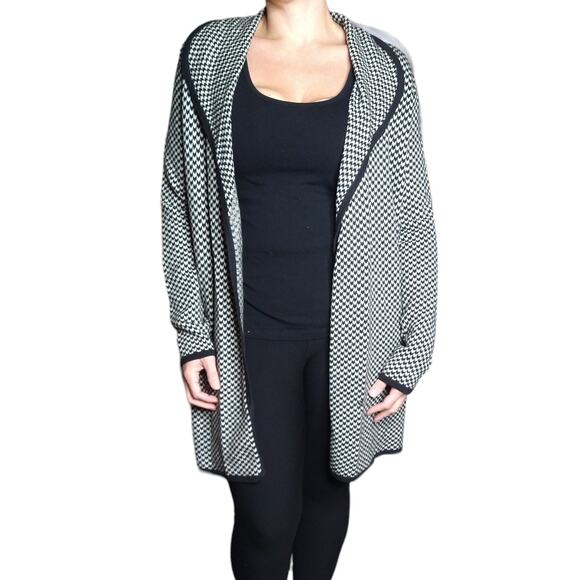 Joie Yanet Tweed Sweater size Large Open Houndstooth Wool Cashmere MSRP $220 - Picture 4 of 8